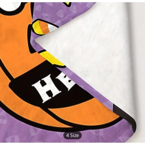 Hello Kitty HALLOWEEN pumpkin Plush Blanket 59"x 79" Orange & Purple - Picture 5 of 7